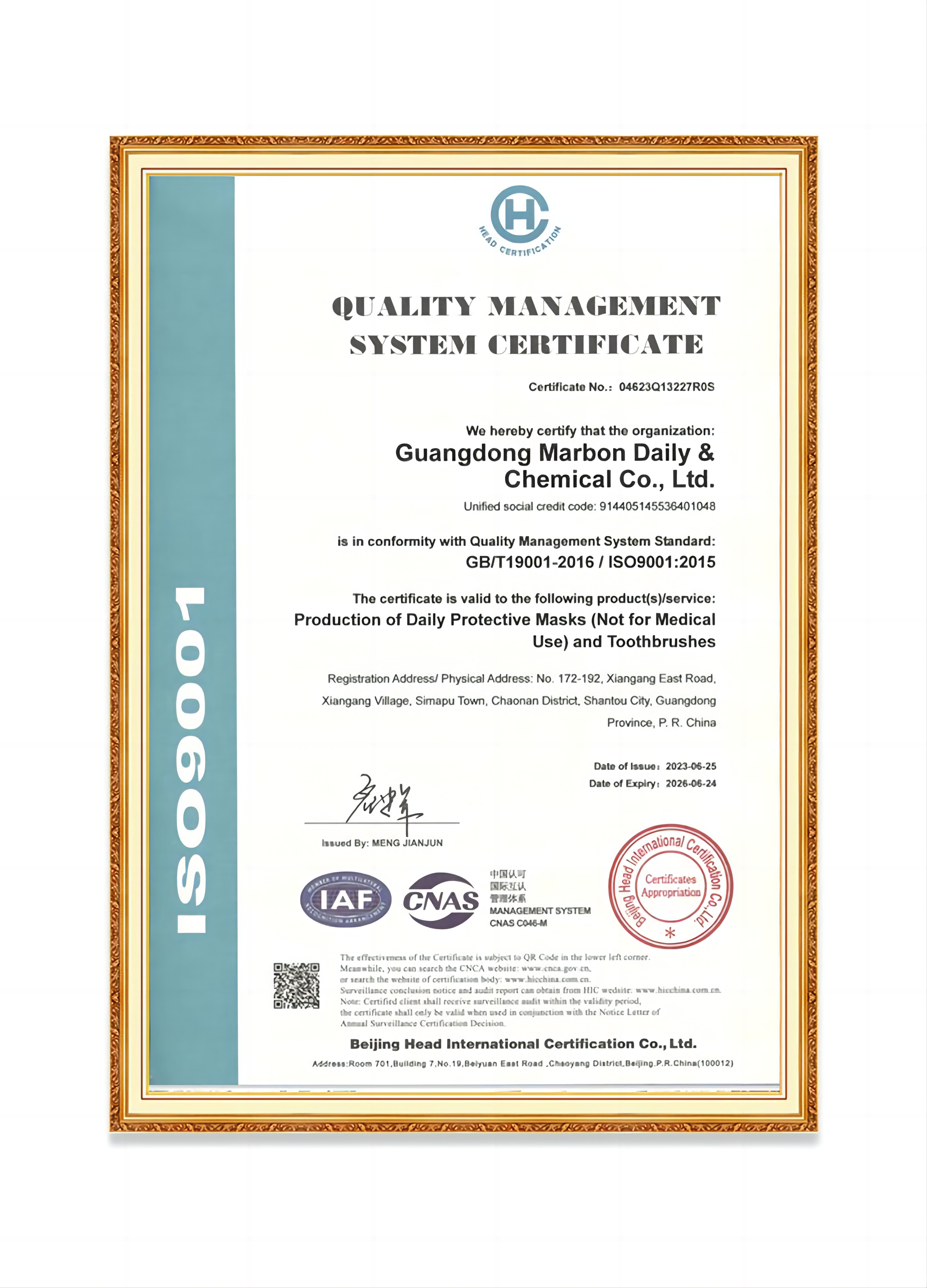 ISO9001-certifikat